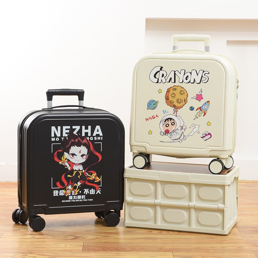 New Cute Children's Luggage with Printed Patterns, Large Capacity, Spinner Wheels, and Combination Lock for Carry-On