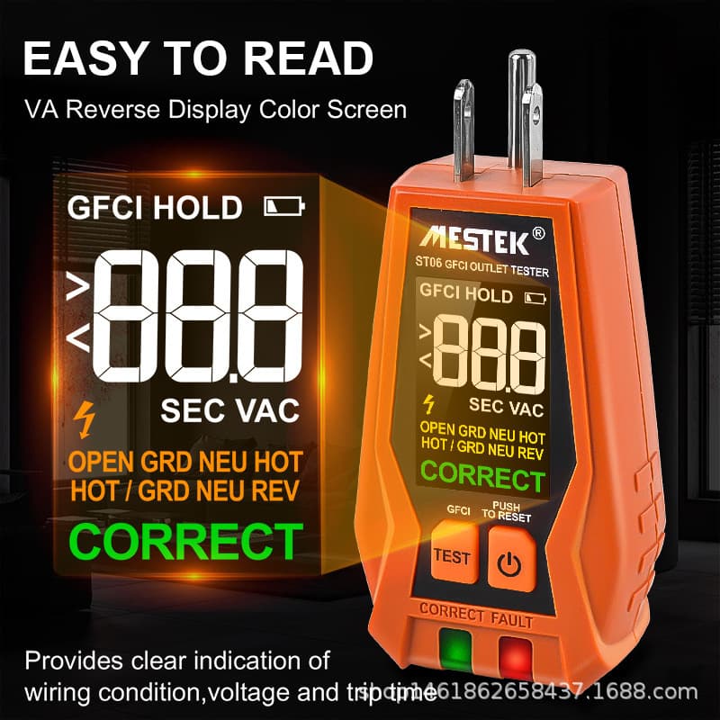 Socket Tester for Power Polarity, Phase Detection, and Leakage Switch Testing, Wholesale Export US Standard ST06