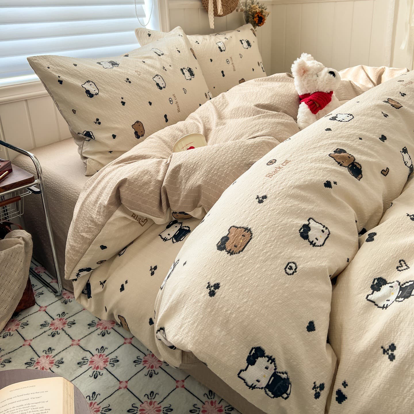 2026 New Puff Cotton Bedding Set 4-Piece Home Dormitory Student Bed Sheet Fitted Sheet Duvet Cover All-Season Universal
