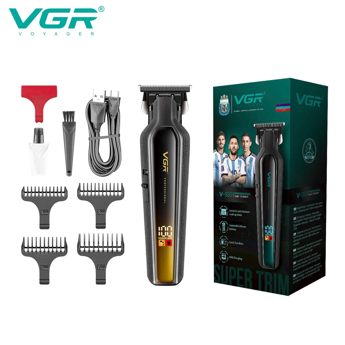 VGR930 cross-border new electric hair clipper LCD digital display household notched hair clipper high power electric special clipper