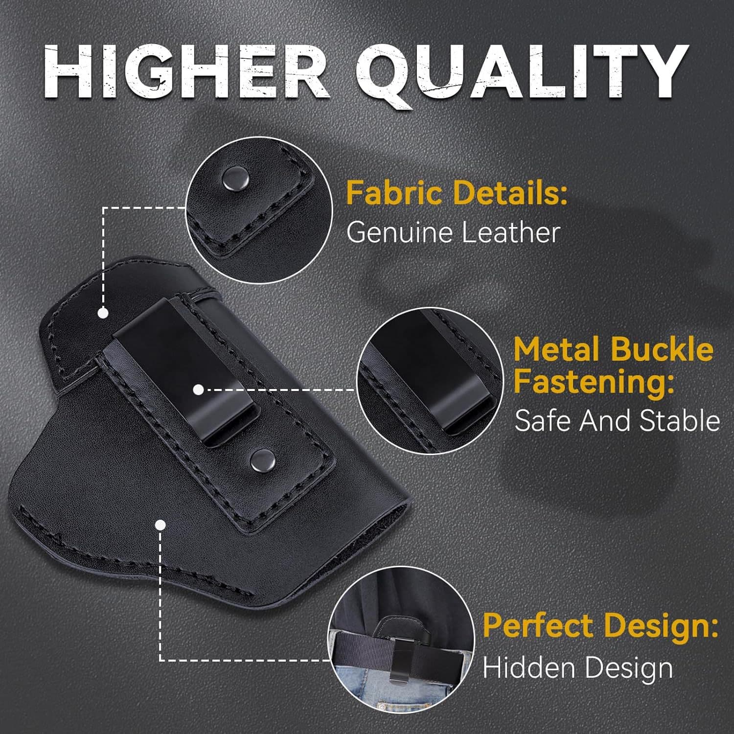 Tactical Holster Portable Glock G17 Holster Waist Concealed Quick Draw Waterproof Durable Leather Custom