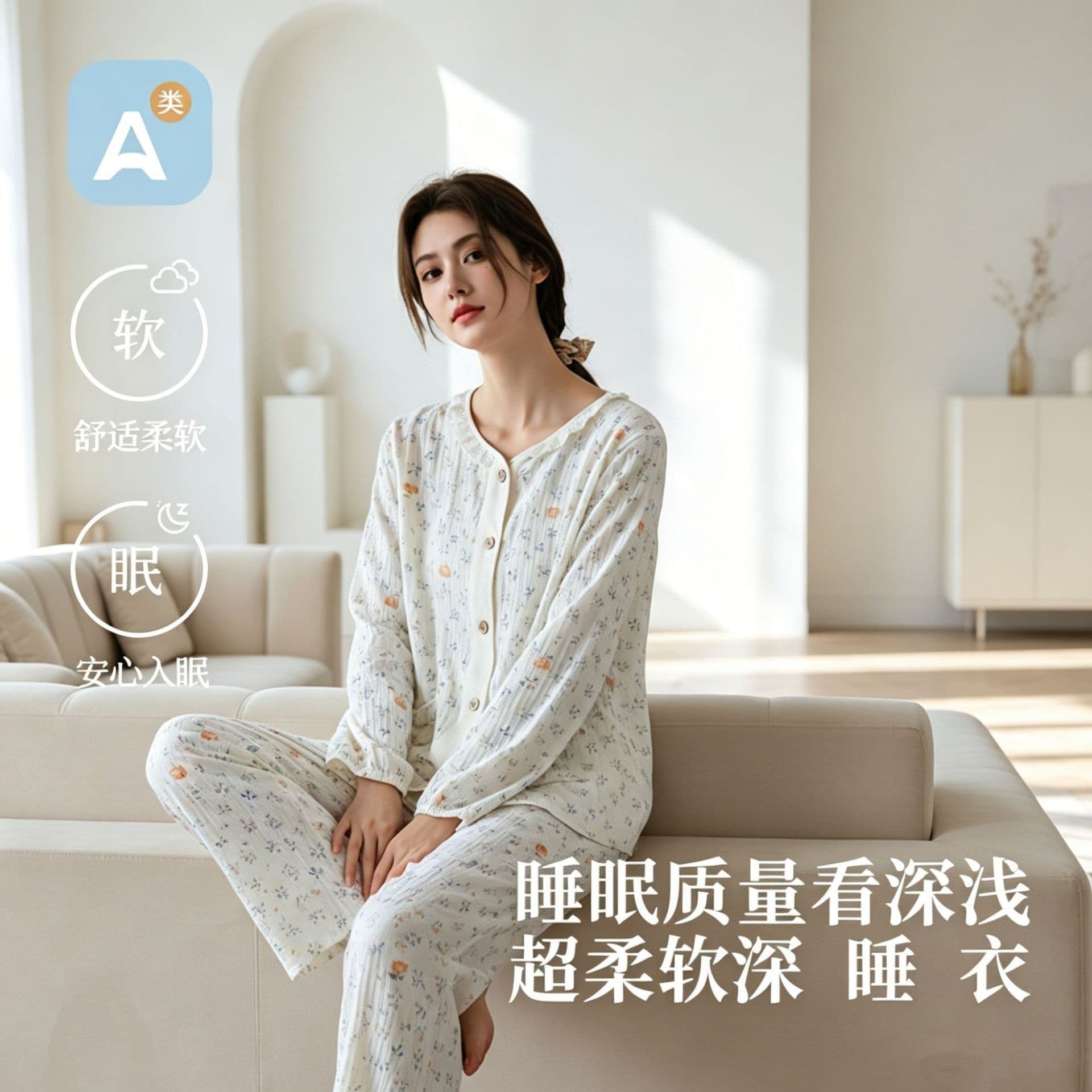 Women's Pastoral Style Pajamas, Pure Cotton New Double-Layer Gauze Pajamas for Women, Spring and Summer Thin Homewear Set, Suitable for Outdoor Wear
