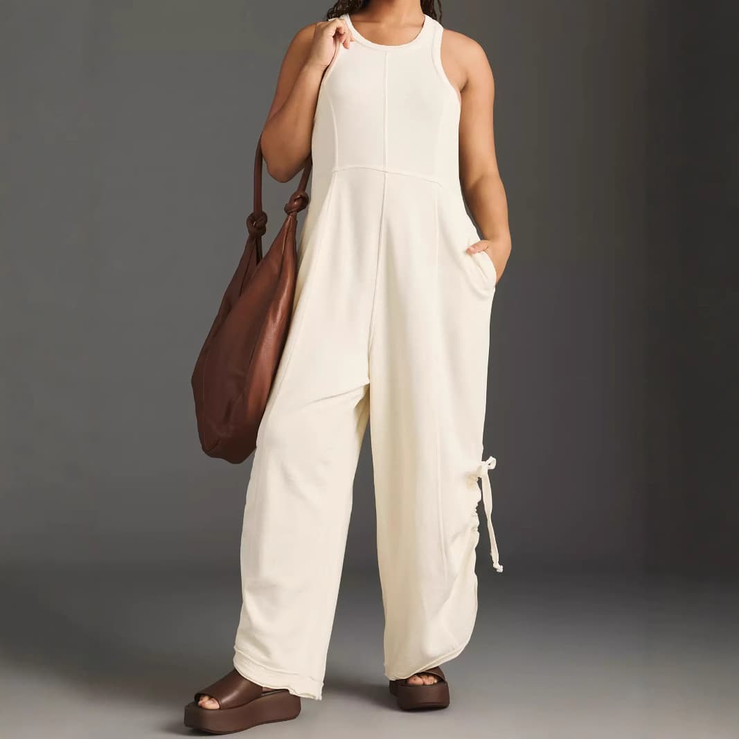 2025 New European and American Cross-Border Women's Vest Loose Casual Jumpsuit Fashion Drawstring Harem Jumpsuit