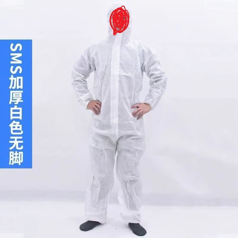 Disposable civilian white SMS protective suit isolation suit non-woven coverall chemical and dustproof livery farm coverall
