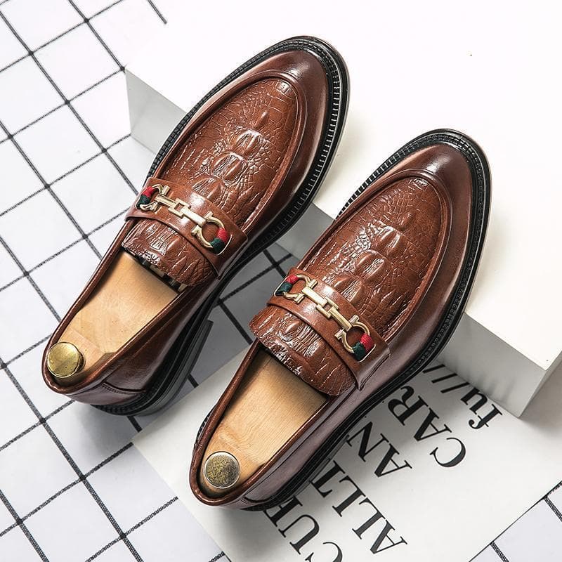 Cross-border Men's Loafers Driving Shoes Business Formal Casual Crocodile Print Wedding Groom Shoes