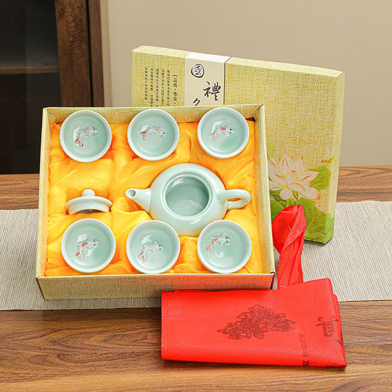 Factory Direct Tea Set Celadon Kung Fu Tea Set Company Opening Annual Meeting Mid-Autumn Business Event Souvenir