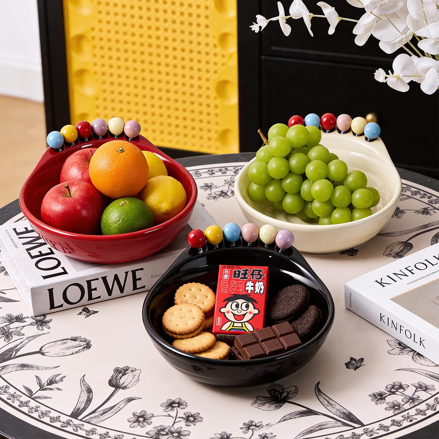 Fruit Plate Imitation Ceramic Living Room Desktop Table Decoration Ornaments Snacks Home Storage High-Looking Creative Fruit Plate