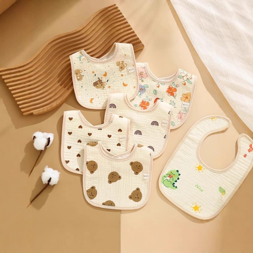 Baby Bib Class A Cotton Waterproof Drool Bib Anti-Spit Bib Newborn Baby U-Shaped Bib Absorbent Barrier
