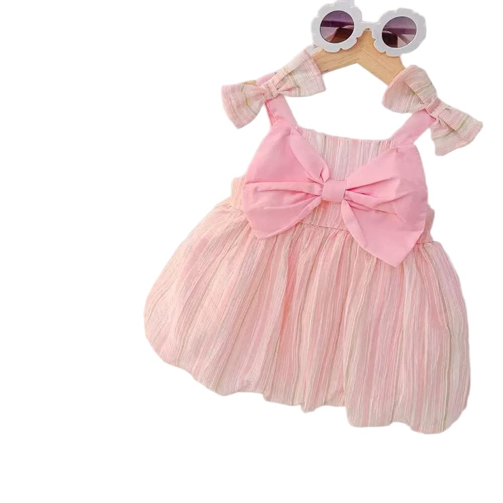 Summer new green rainbow chiffon bud skirt girls big bow flying sleeve dress fashionable children's clothing