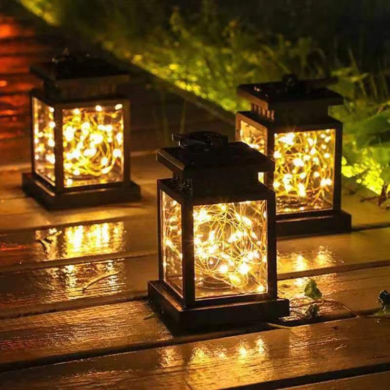 Retro Palace Lantern Ground Spike LED Light Starry Light for Outdoor Garden Lawn Courtyard Antique Electronic Candle