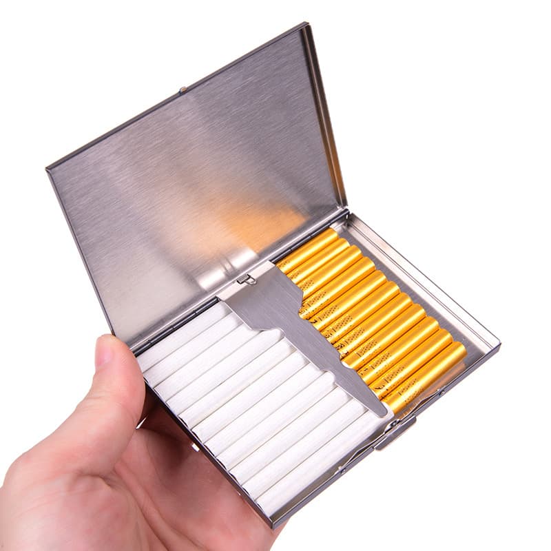 Metal dual-purpose cigarette box, brushed business card box, creative male and female stainless steel 11-cigarette thin cigarette holder, 13-cigarette box