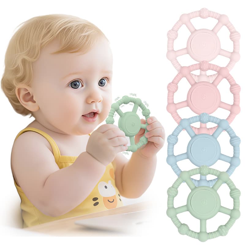 Amazon Vibrating Teether Baby Silicone Teether Infant Toddler Toy Kids Anti-Biting Hand Vibrating Teething Stick