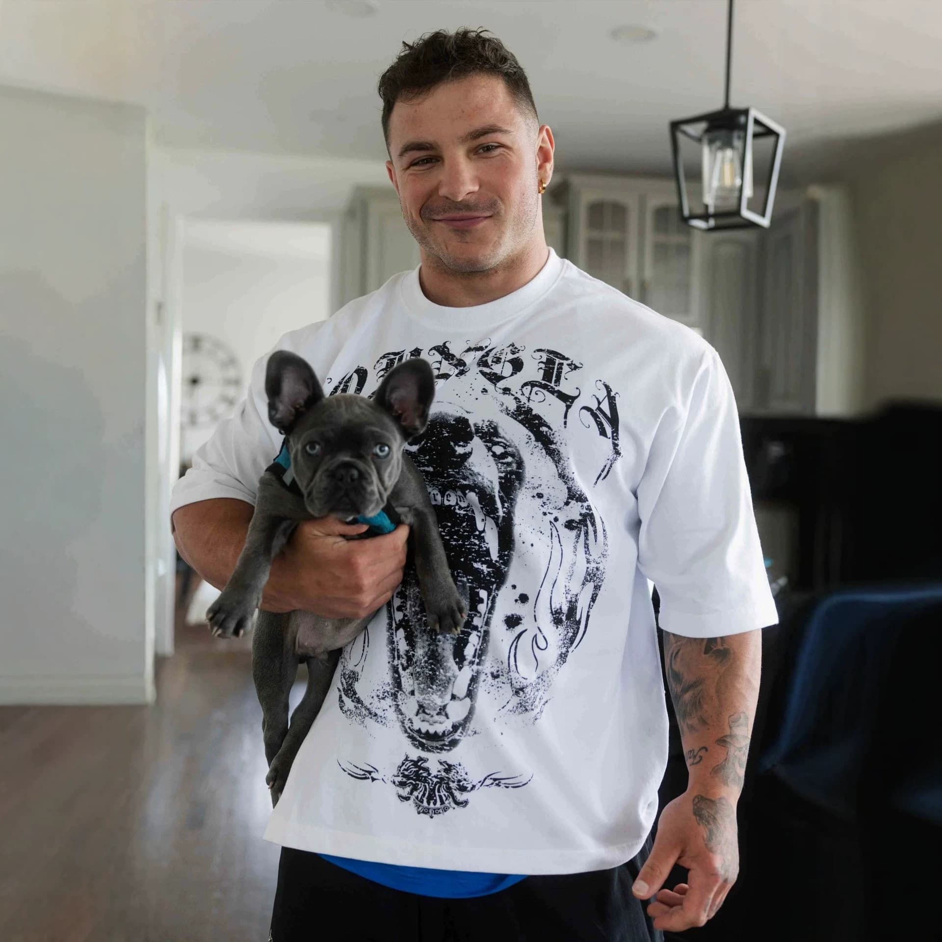 YOUNGLA American Style New Men's Oversized T-Shirt Muscle Workout Loose Fit Casual Trendy Short Sleeve