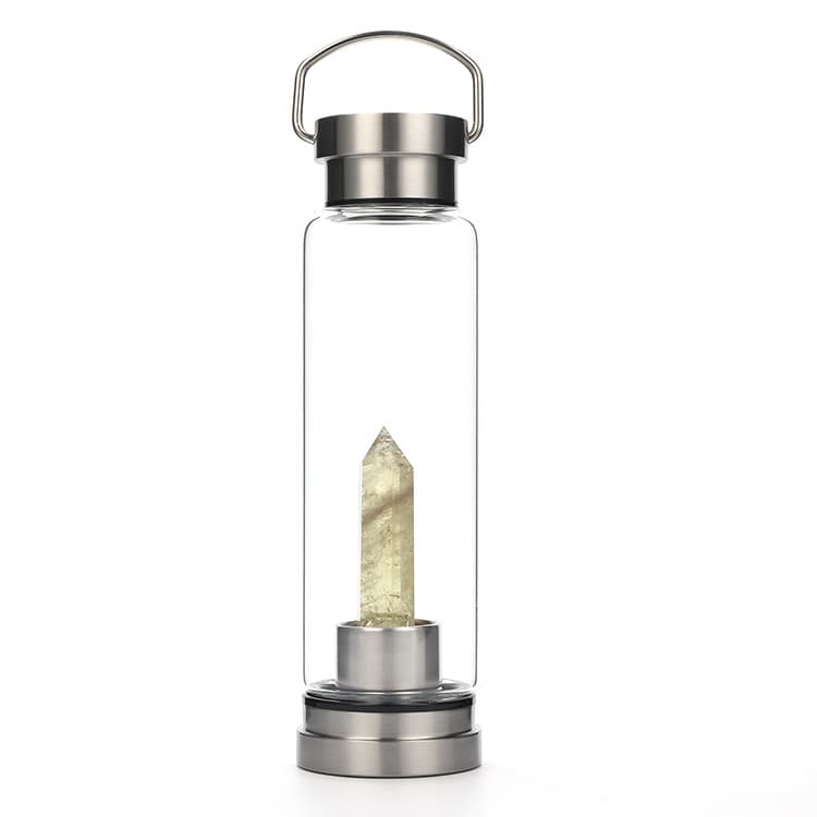 Foreign trade new high borosilicate glass bottle water bottle natural gravel crystal pillar spa water cup gem energy water cup