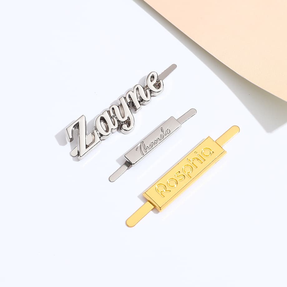 Factory Direct Pin Alloy Badge Custom Logo Letter Luggage Shoes Hats Embossed Die Cast Handmade Trademark