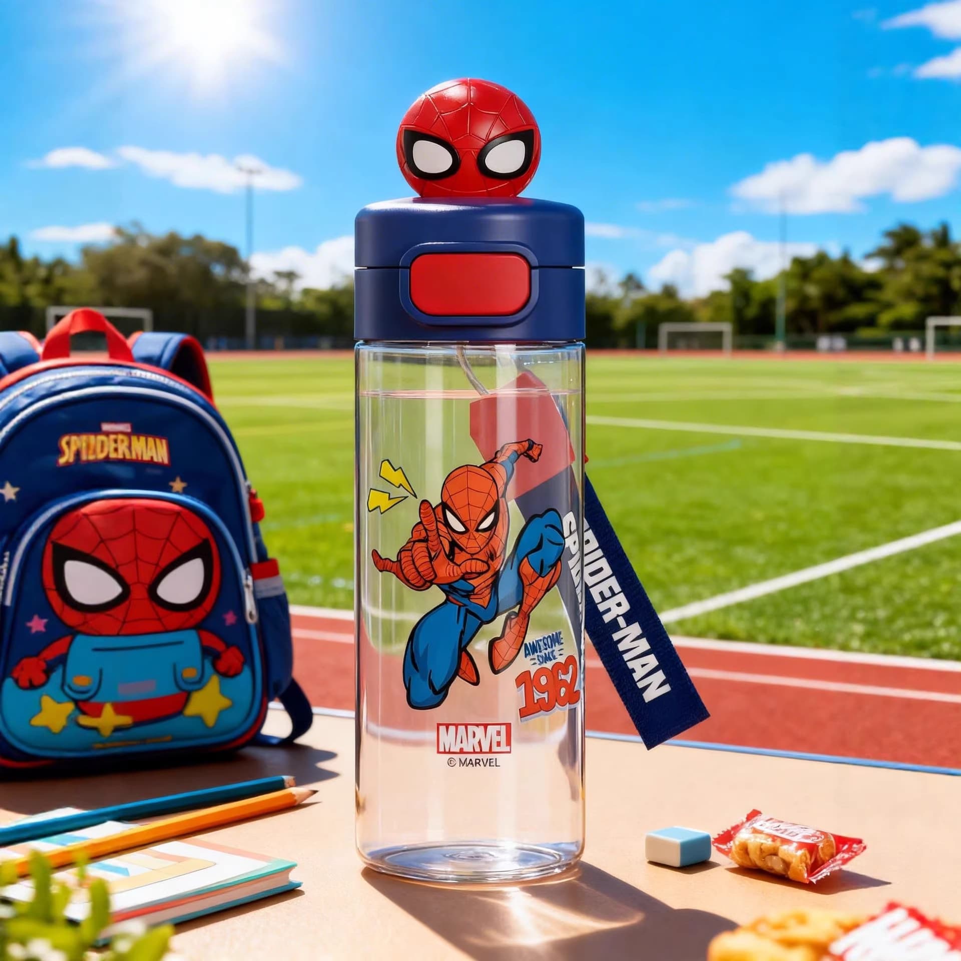Disney 2026 New Spider-Man Plastic Water Bottle, High Appearance Tritan Direct Drink Sports Water Bottle for Students