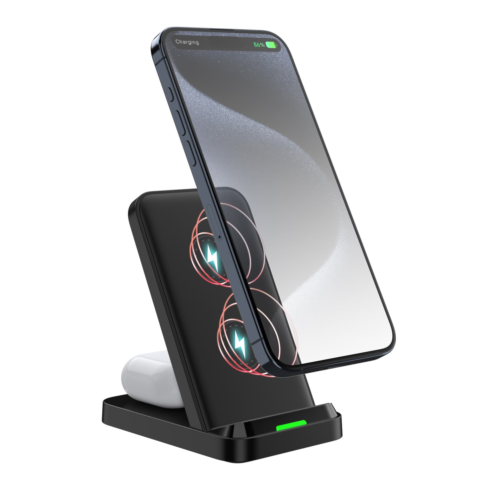 New two-in-one wireless charger desktop multi-functional vertical stand wireless charging for Apple mobile phone headphones