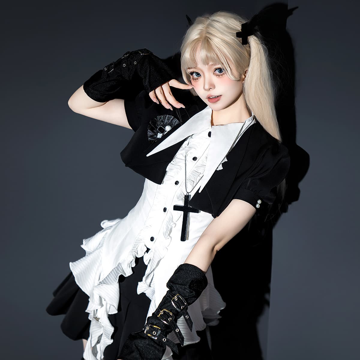 Xiong Dou Jiang Original Crushed Gem Lolita Top Shirt Skirt Daily Sweet Set 7206
