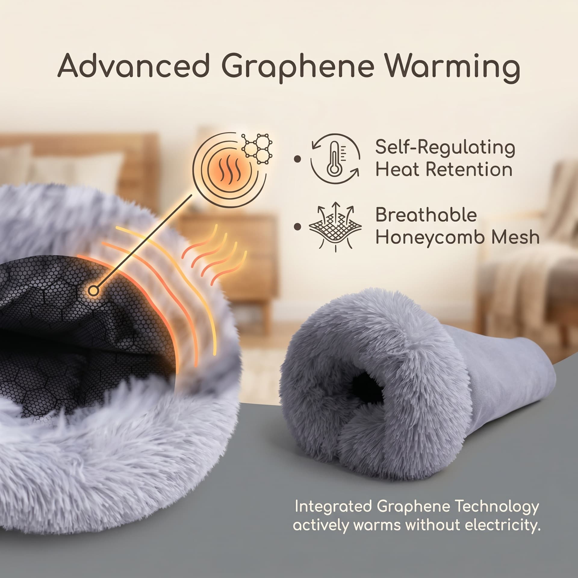 Cat Sleeping Bag Self-Heating Semi-Enclosed Cat Bed Winter Warmth Security Winter Burrow Semi-Wrap Cat Bed