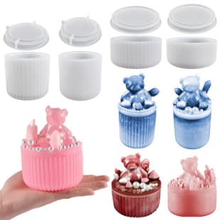 Striped Glossy Cylinder Storage Box Resin Silicone Mold Epoxy DIY Storage Jar Cup Plaster Ornament Wholesale
