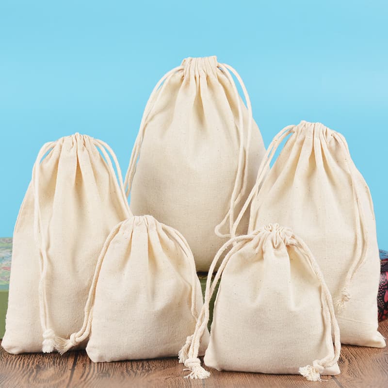 Cotton Drawstring Pouch Spice Tea Bag Printable Logo Accessory Jewelry Gift Packaging Dust-proof Fine Cotton Bag