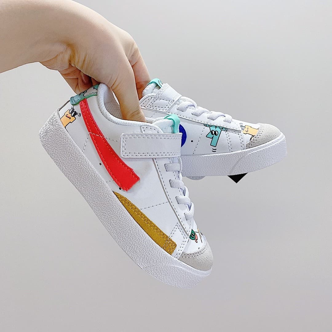 Putian Children's Shoes Original Pioneer Velcro Low-Top Skate Shoes Boys Girls Baby Kids Sports White Sneakers
