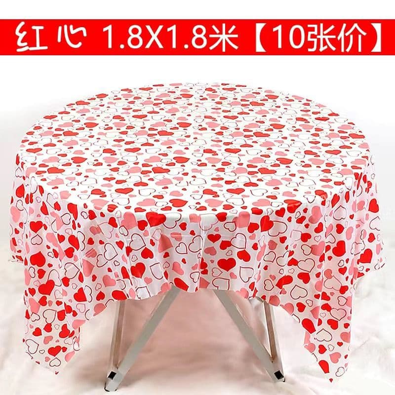 Printed Disposable Tablecloth, Plastic, Fresh Style, Household, Kindergarten, Wedding, Oil-Resistant, Cute Round Table, Circular