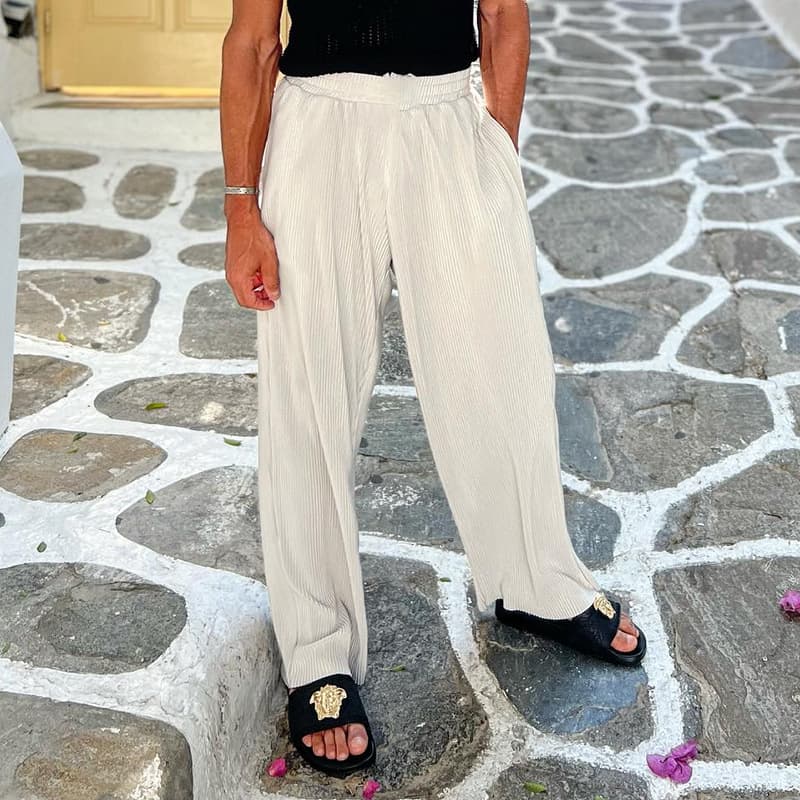 European and American Cross-Border Men's Casual Loose Beachwear Solid Color Striped Short-Sleeved Suit Southeast Asian Men's Shirt Two-Piece Set