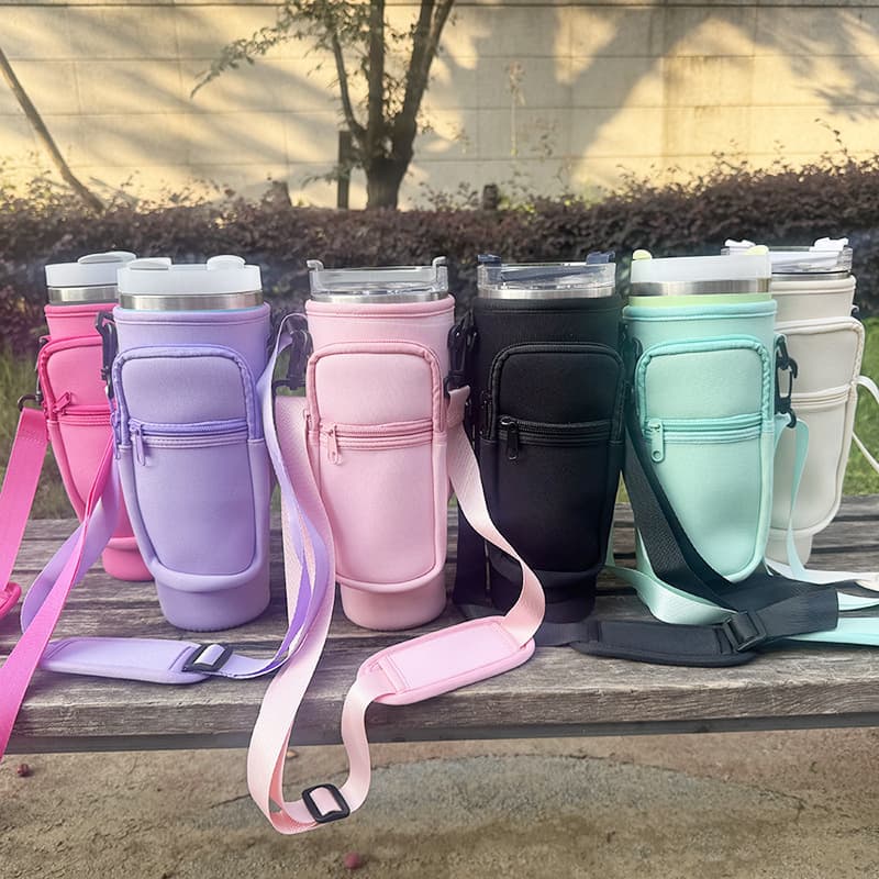 Cross-border Hot Selling 40oz Ice Boss Cup Sleeve Neoprene Car Crossbody Bag Stanley Handle Water Bottle Holder Stock