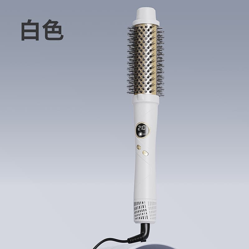 Cross-Border Cold Wind Curling Brush with Digital Display, Adjustable Temperature, Constant Heat Cylinder Brush, Curling Iron, Straightener, 2-in-1 Straight and Curl