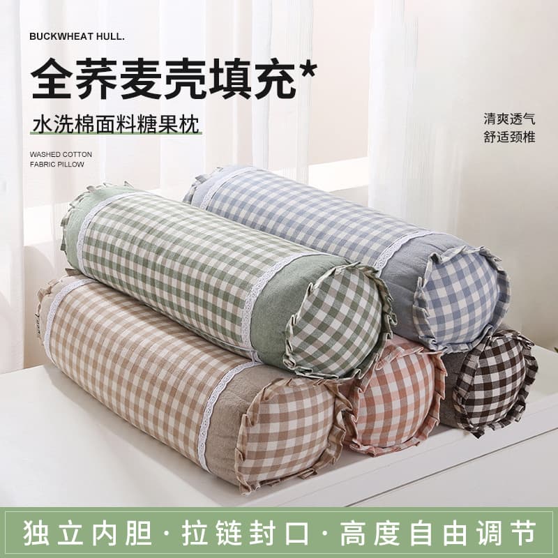 Haoyiju Buckwheat Candy Neck Pillow, a buckwheat pillow filled entirely with buckwheat hulls, is available for immediate shipment.