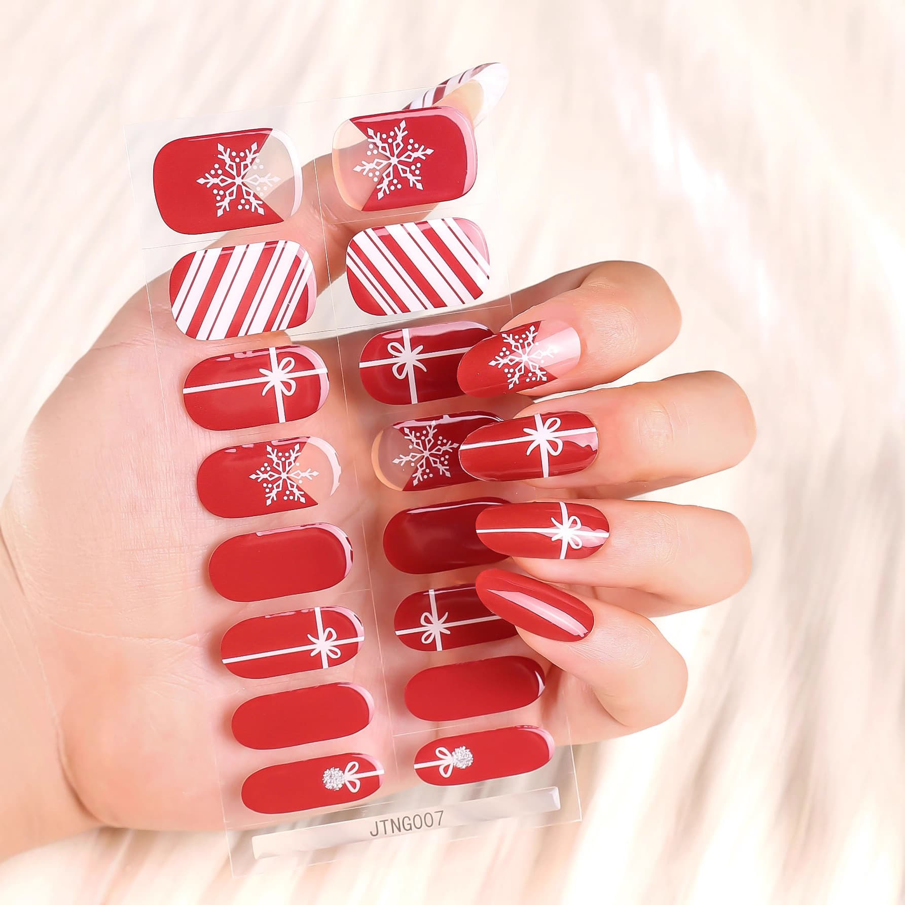 New Christmas semi-cured gel nail stickers uv light therapy semi-baked nail stickers direct sales