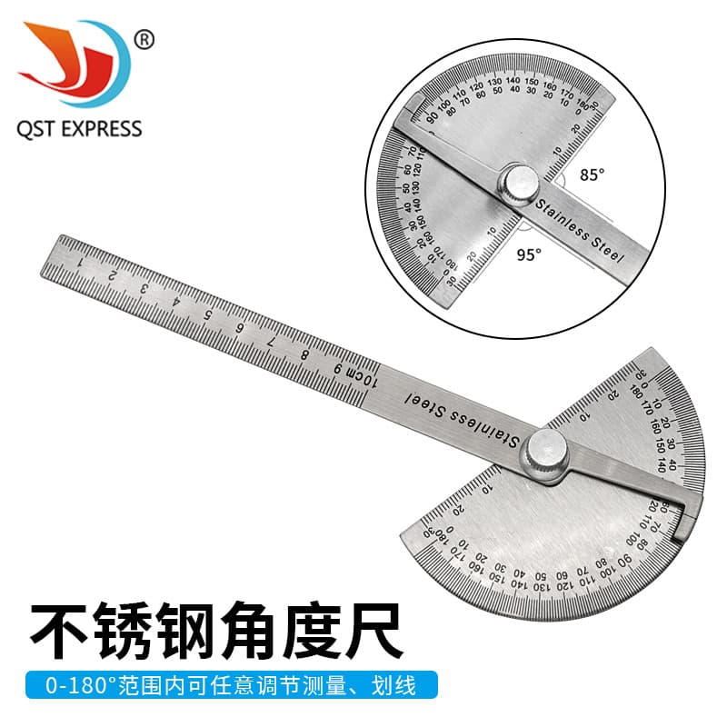 Stainless steel angle ruler angle gauge 180-degree 0-10CM adjustable semicircular protractor protractor wholesale