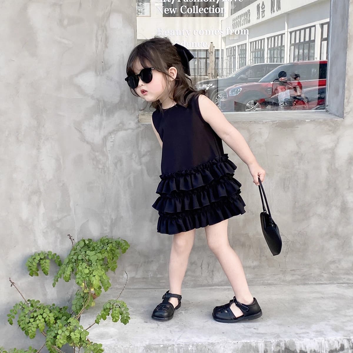 Girls Black Dress Summer Hepburn Style Vest Dress Little Black Dress Children Fashionable Cake Dress Baby Princess Dress