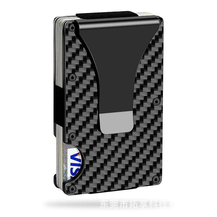 Genuine Carbon Fiber Minimalist RFID Blocking Card Wallet Clip Metal Men's Wallet Anti-Demagnetization Anti-Theft Card Holder