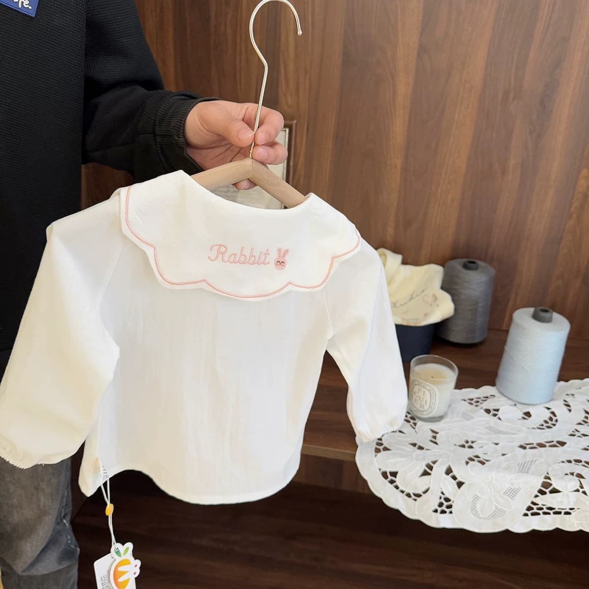 Girls' 2025 New Style Shirt, Baby Girl Stylish Versatile Cute Cardigan, Kids Pure Cotton Lapel Embroidered Blouse Trendy