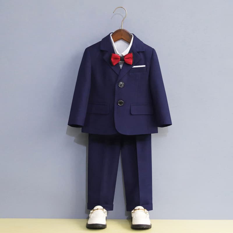 Boys' Suit Set, Autumn/Winter Flower Boy Wedding Suit, Baby Toddler Suit, Piano Performance Outfit, Fleece-Lined