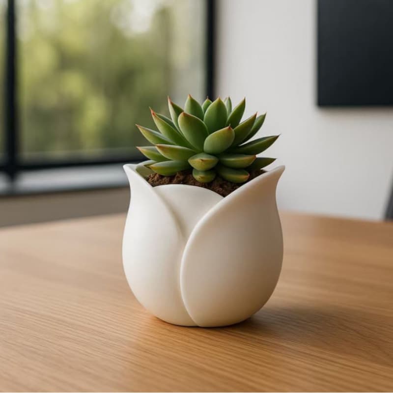 3D Printed Rose Head Small Potted Plant Indoor Succulent Decorative Bonsai Ornament PLA Material Eco-Friendly Flower Pot