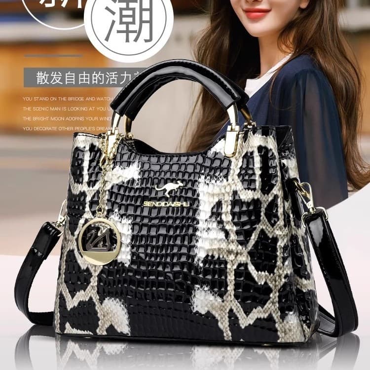 European and American retro middle-aged mother bag new style atmospheric snakeskin pattern contrast handbag cross-body shoulder bag tote bag for women