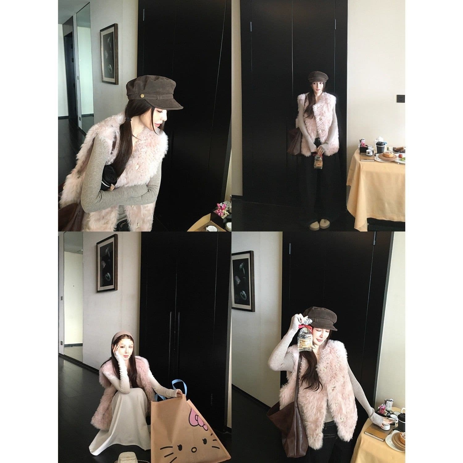 Autumn and winter new Tokaoni vest faux fur coat women fur integrated short lamb wool vest
