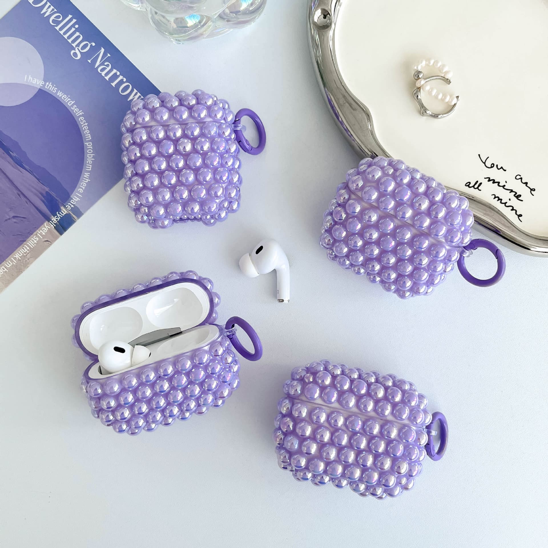 Laser Purple Pearl Apple Earbuds Case for iPhone, Compatible with Airpods Pro 2 Protective Case, Airpods 3