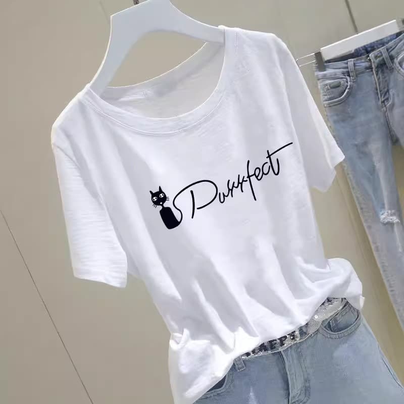 Summer dopamine wear white cotton short-sleeved t-shirt for women 2024 new summer American round neck bottoming top