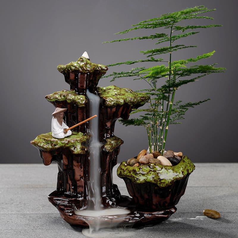 Creative Backflow Incense Burner for Home, Ceramic Tea Ceremony Zen Indoor Agarwood and Sandalwood Burner