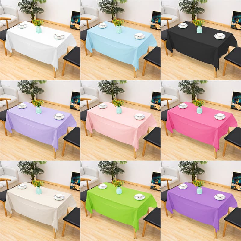 Wholesale disposable tablecloth PEVA solid color plastic tablecloth waterproof and oil-proof birthday party banquet tablecloth no wash