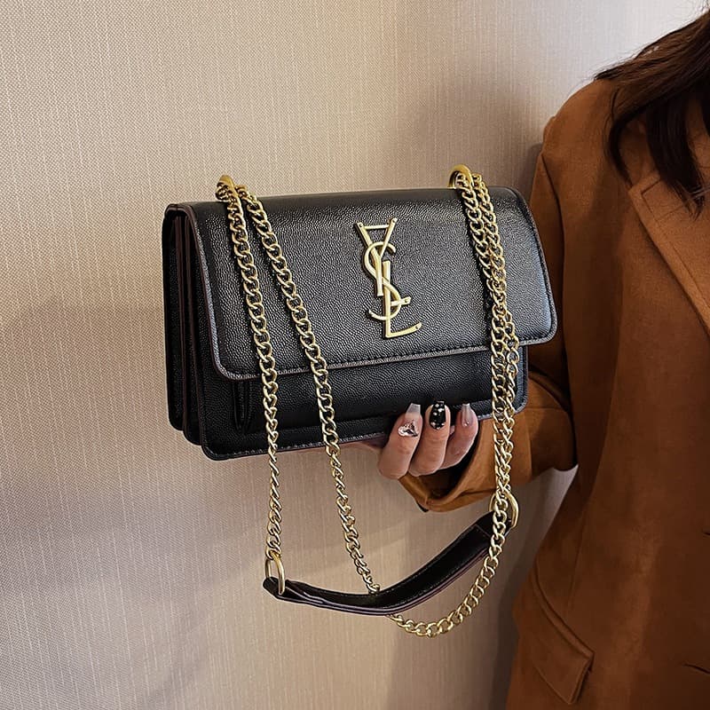 Women's Handbag 2025 New Style Textured Luxury Chain Bag High-Aesthetic Shoulder Crossbody Bag Versatile Fashionable Underarm Bag