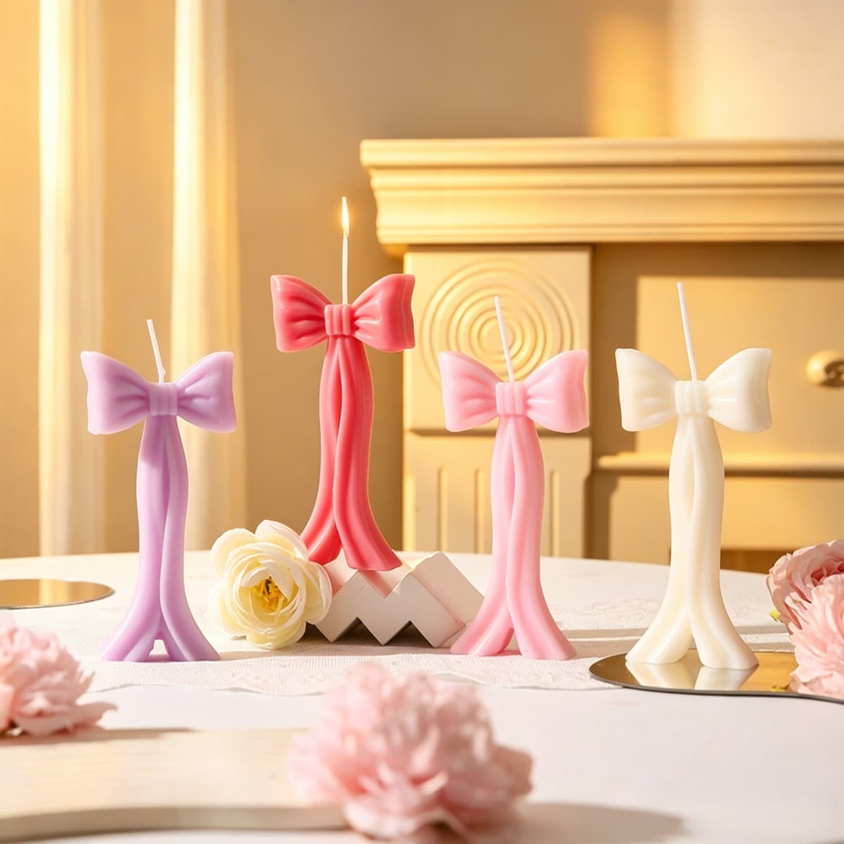 Bow-Shaped Scented Candle, Ins-Style Creative Ornament, Gift for Weddings and Celebrations, Cross-Border Hot-Selling Item