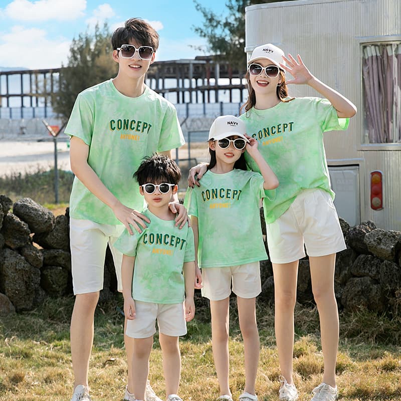 New casual parent-child clothing, summer clothing, trendy beach vacation, mother-daughter, mother-child, fashionable, casual suit for family of three and four
