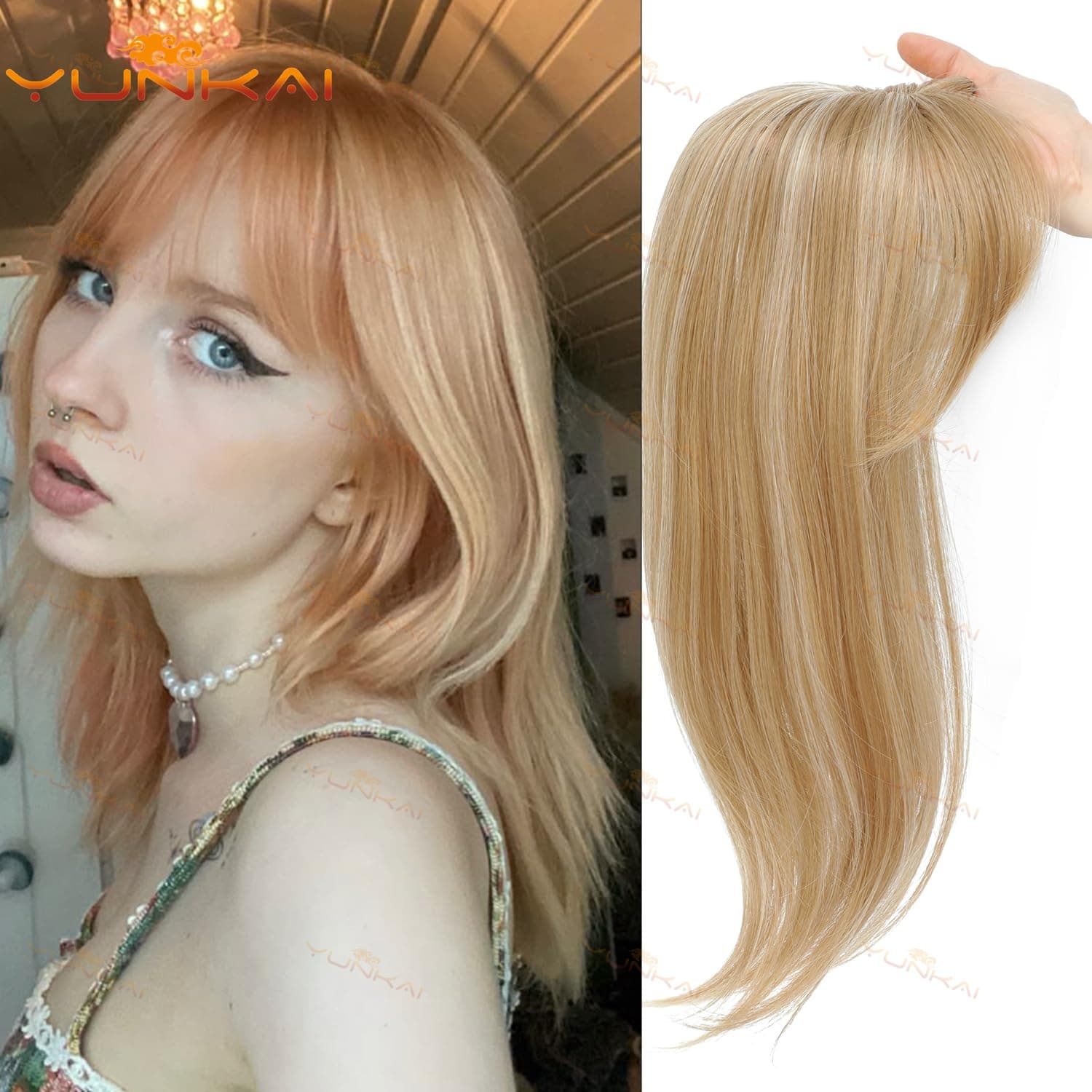 Top Hair Retouch, Voluminous Hair Patch, Invisible Figure-Eight Bangs, Sideburns Hair Increase, Covers Gray Hair, Bangs Wig