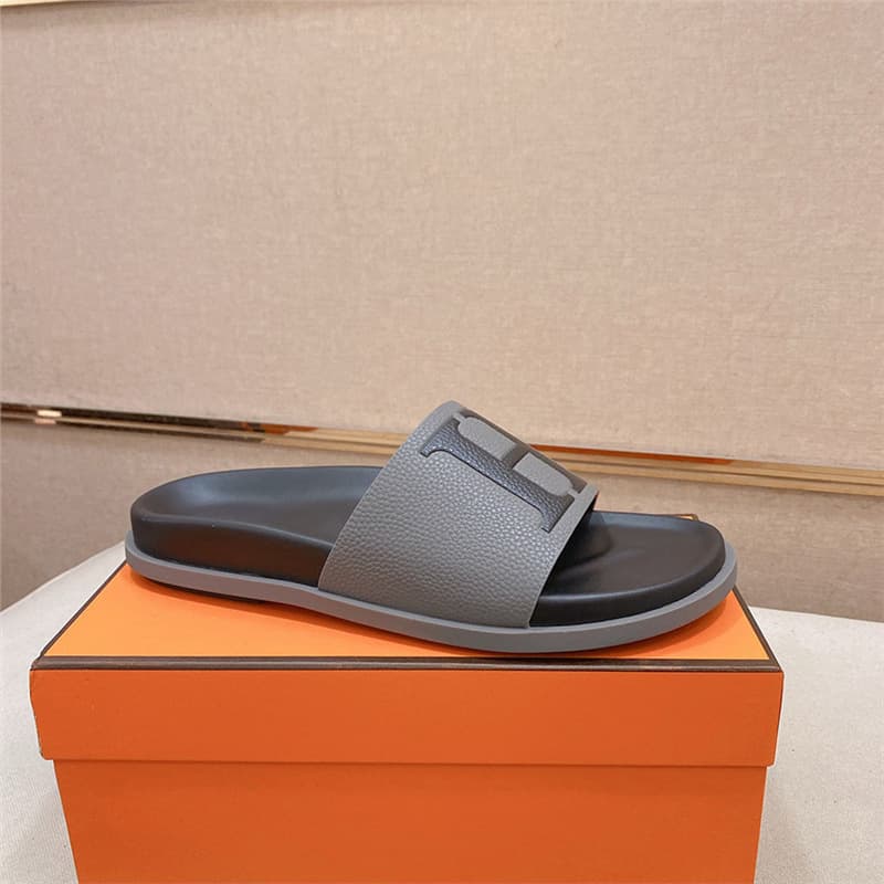 2026 European Trend Genuine Leather Fashion Men's Shoes Men's Cowhide Men's Slides One-Strap Men's Sandals Thick Sole Beach Sandals