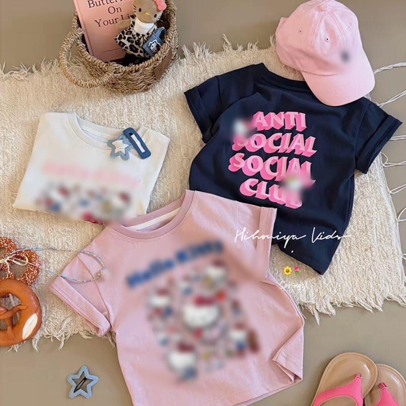 Korean Children's Wear 2026 Summer New Cartoon Hello Kitty Cute Short Sleeve Girls T-Shirt Summer Top Trendy